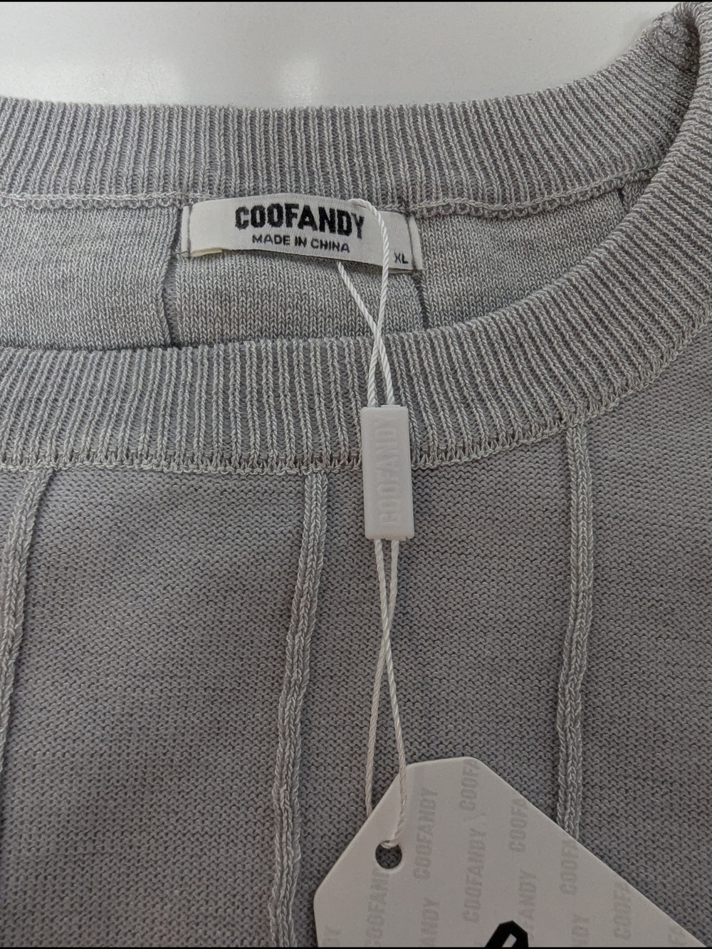 Coofandy Light Gray Ribbed Knit Tee - Picture 7 of 8